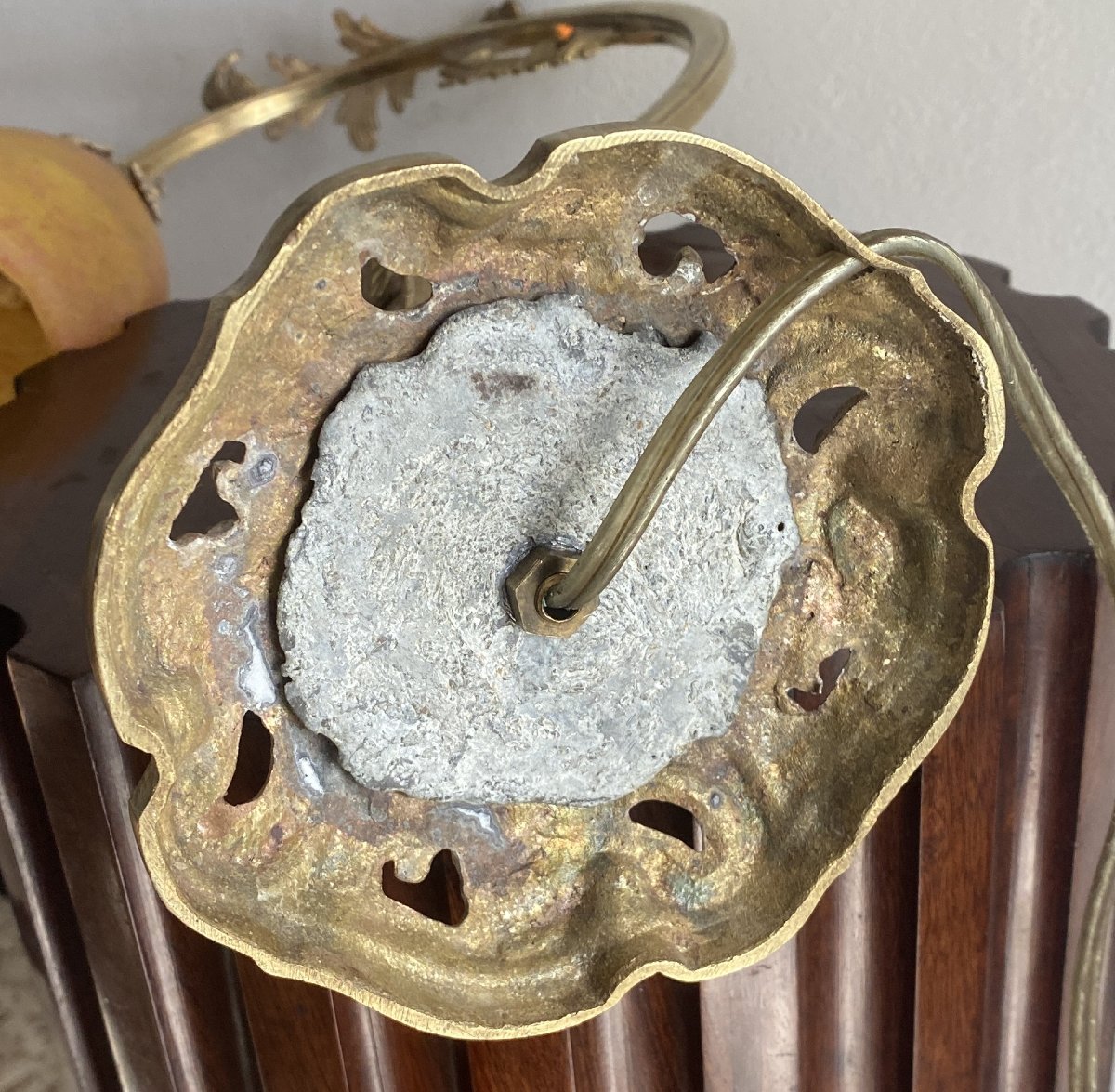 Lampe à poser Art Nouveau en Bronze et Tulipe En Pâte De Verre de DELATTE Nancy XX ème-photo-8