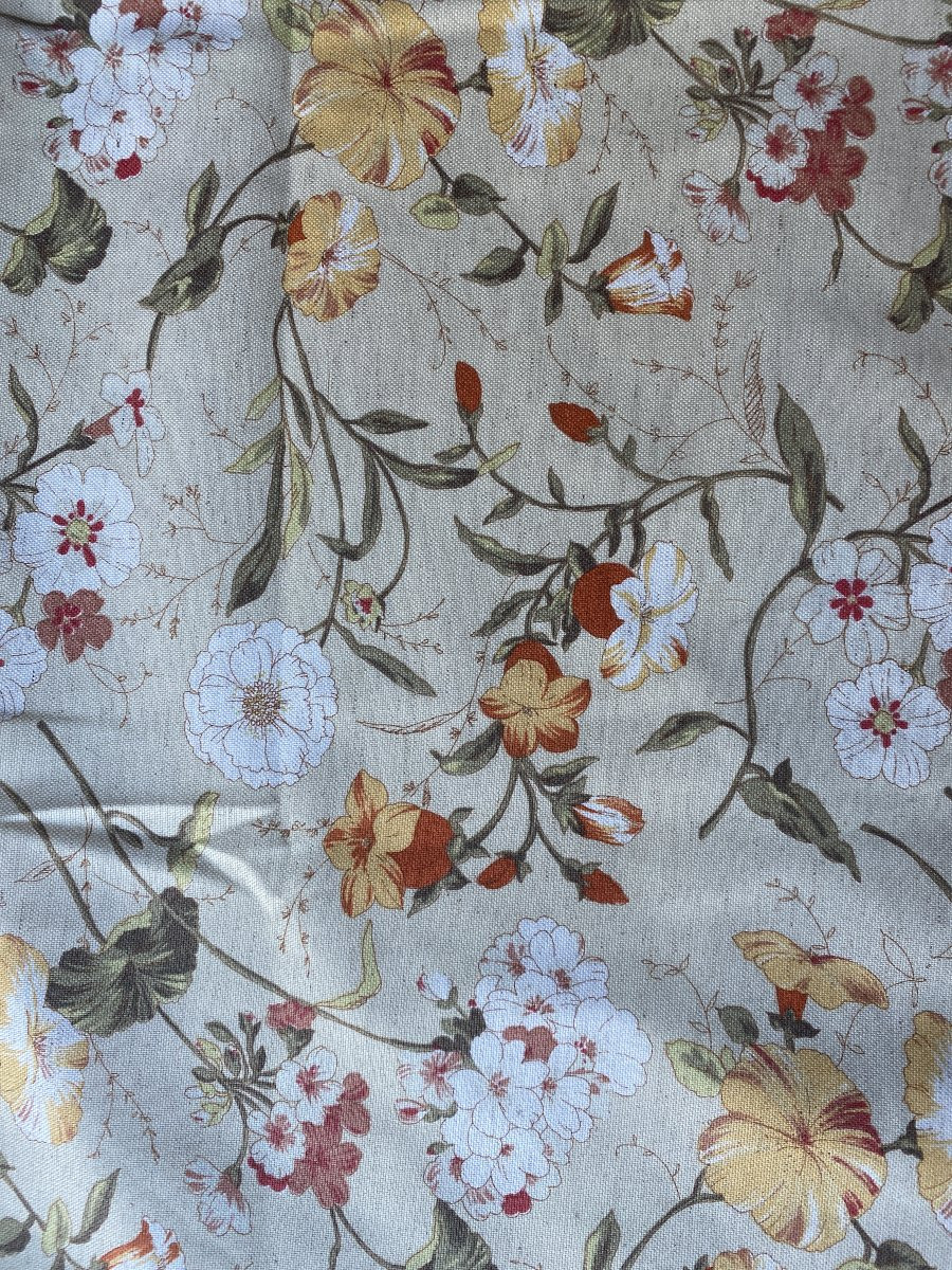 Pair Of Cotton And Linen Curtains With A Floral Pattern – 20th Century-photo-3