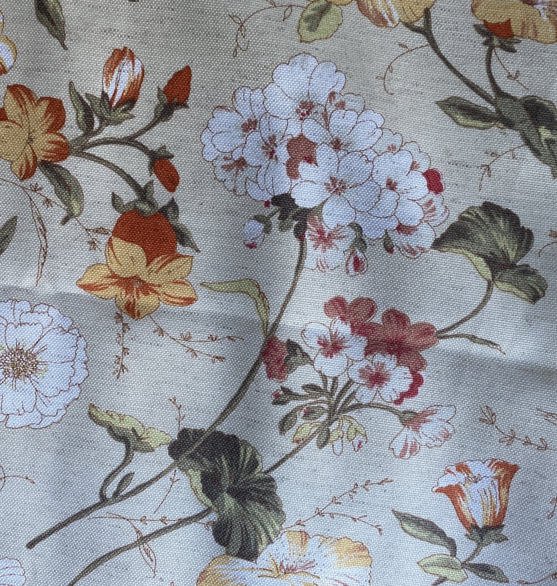 Pair Of Cotton And Linen Curtains With A Floral Pattern – 20th Century-photo-4