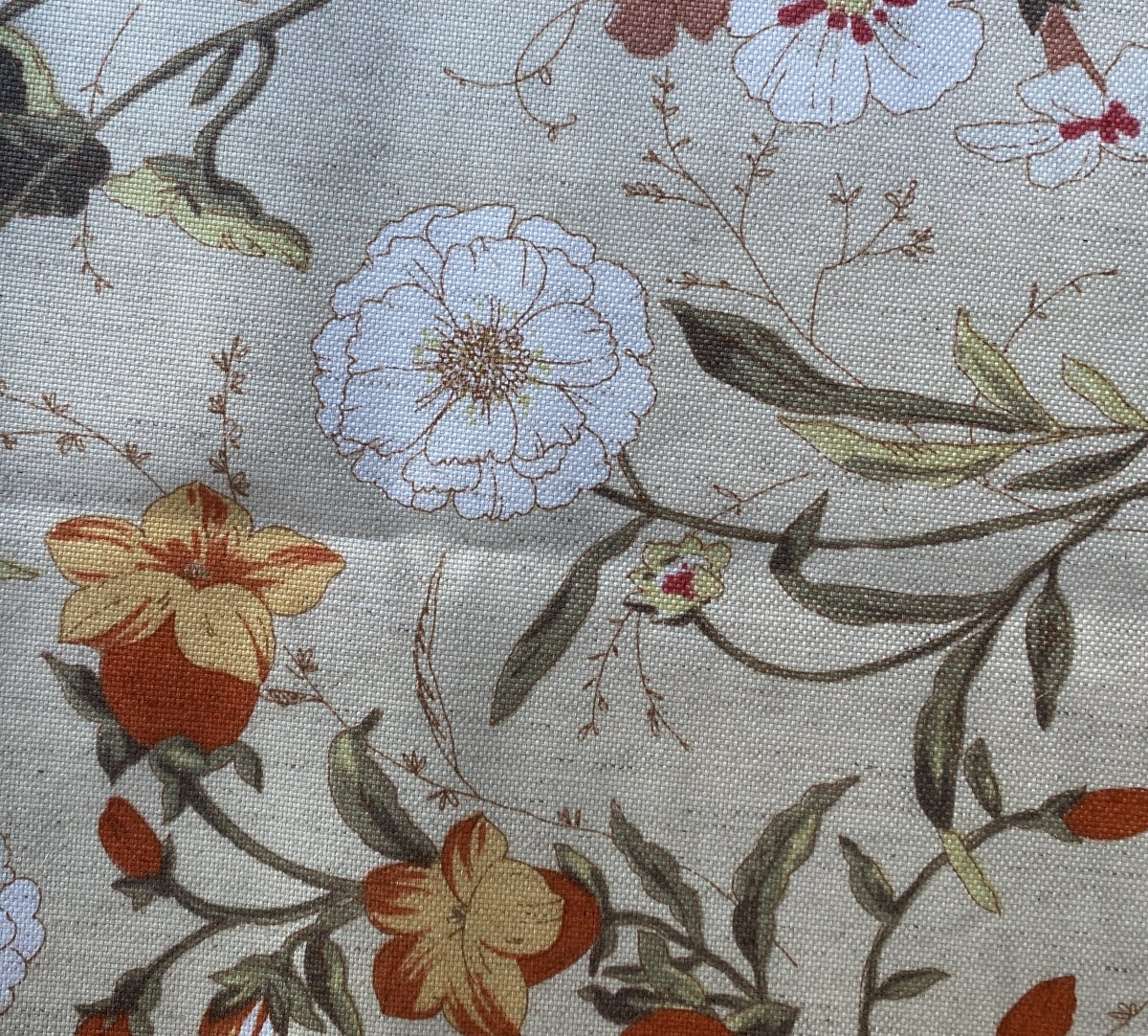 Pair Of Cotton And Linen Curtains With A Floral Pattern – 20th Century-photo-6