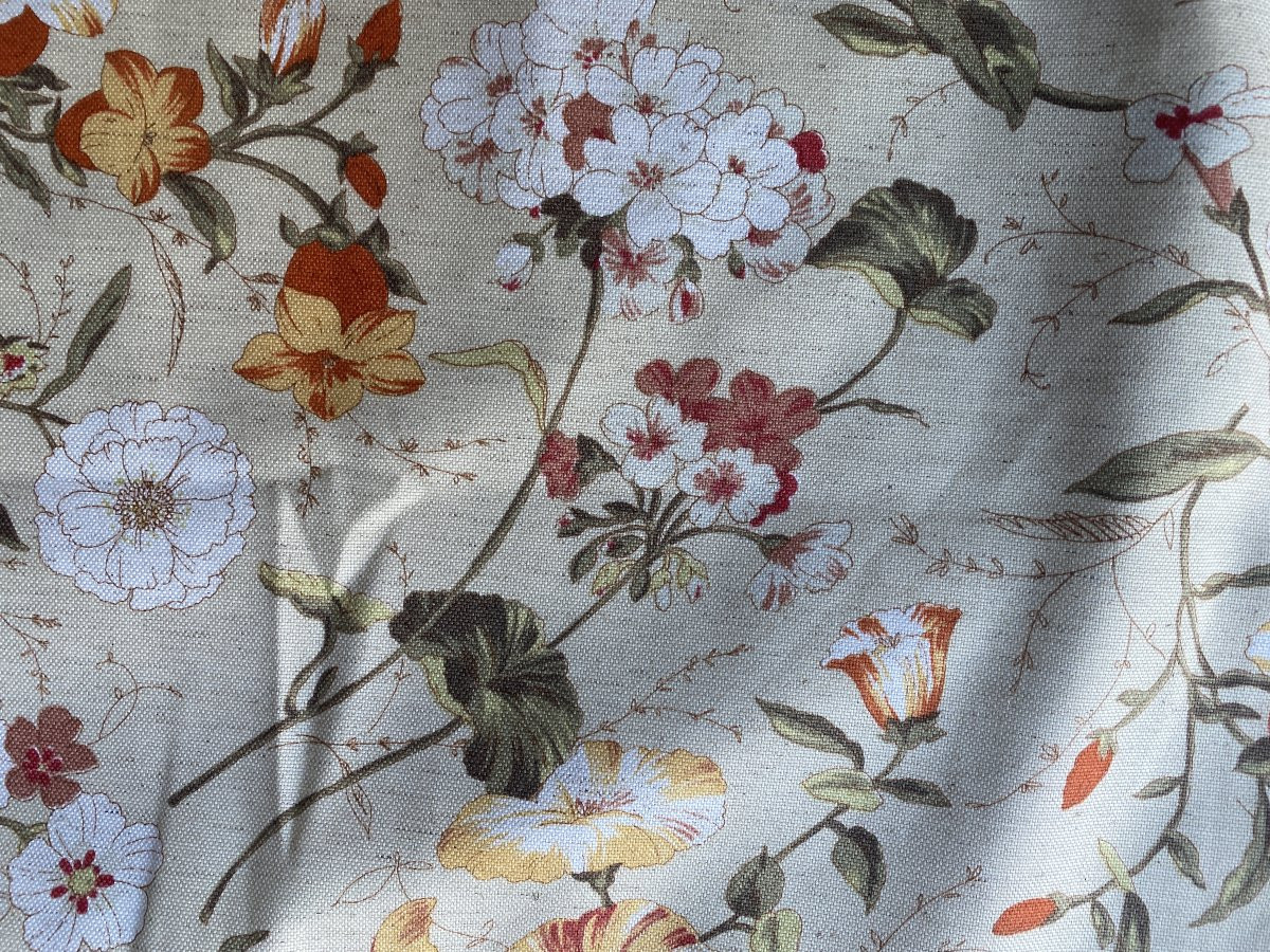 Pair Of Cotton And Linen Curtains With A Floral Pattern – 20th Century-photo-7