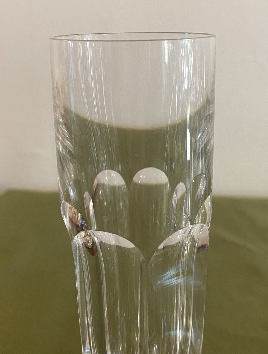12 20th Century Crystal Champagne Flutes With Cut Sides-photo-3