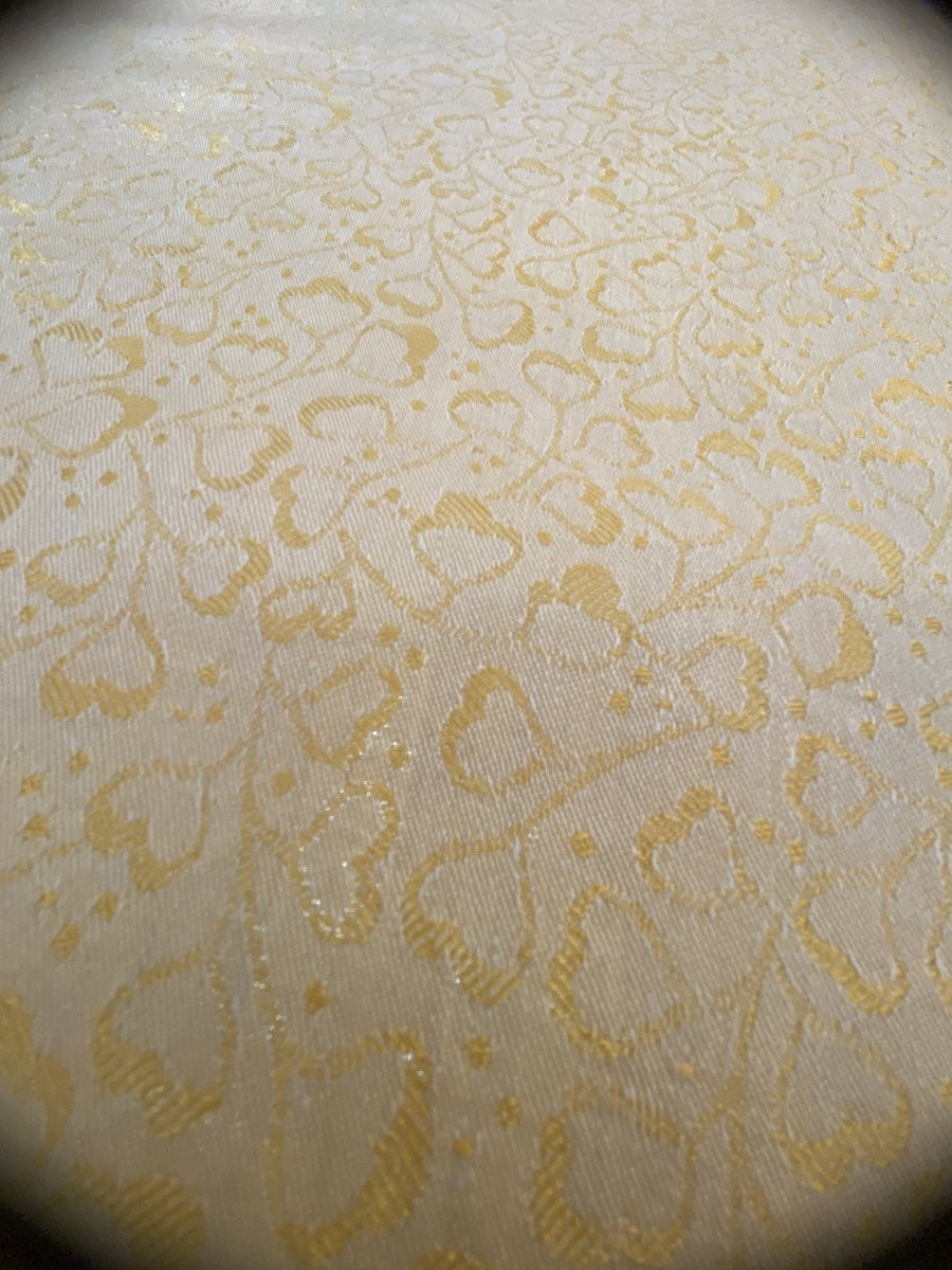 Nappe et ses 12 serviettes de table – reflet or sur fond crème   -photo-1