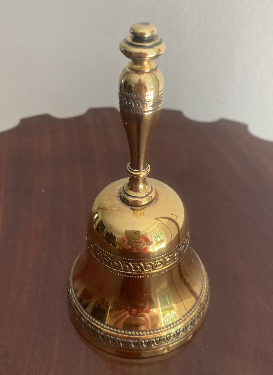 Solid Silver Or Gilt Table Bell, Chased, 19th Century-photo-2