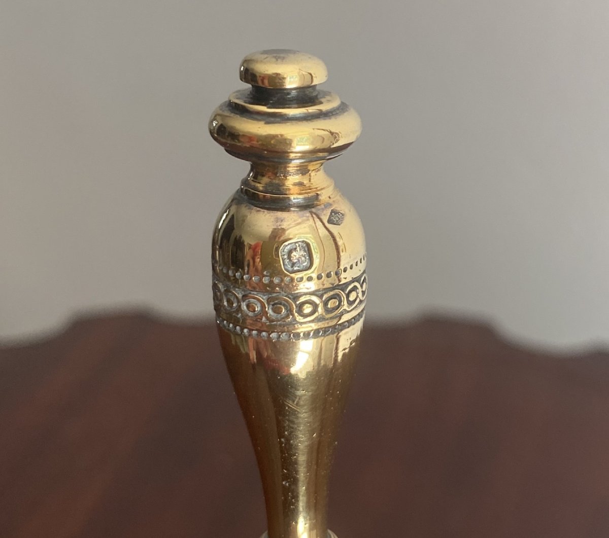 Solid Silver Or Gilt Table Bell, Chased, 19th Century-photo-4