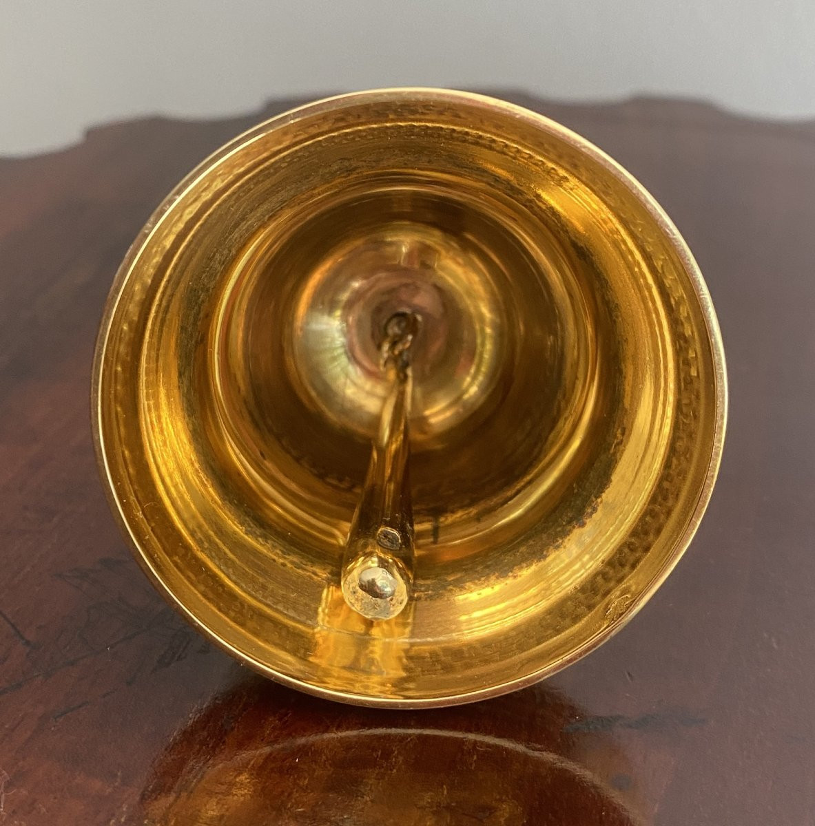 Solid Silver Or Gilt Table Bell, Chased, 19th Century-photo-2