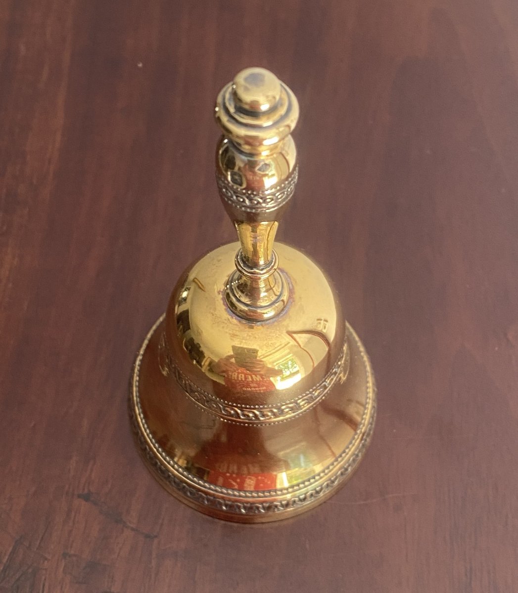Solid Silver Or Gilt Table Bell, Chased, 19th Century-photo-3