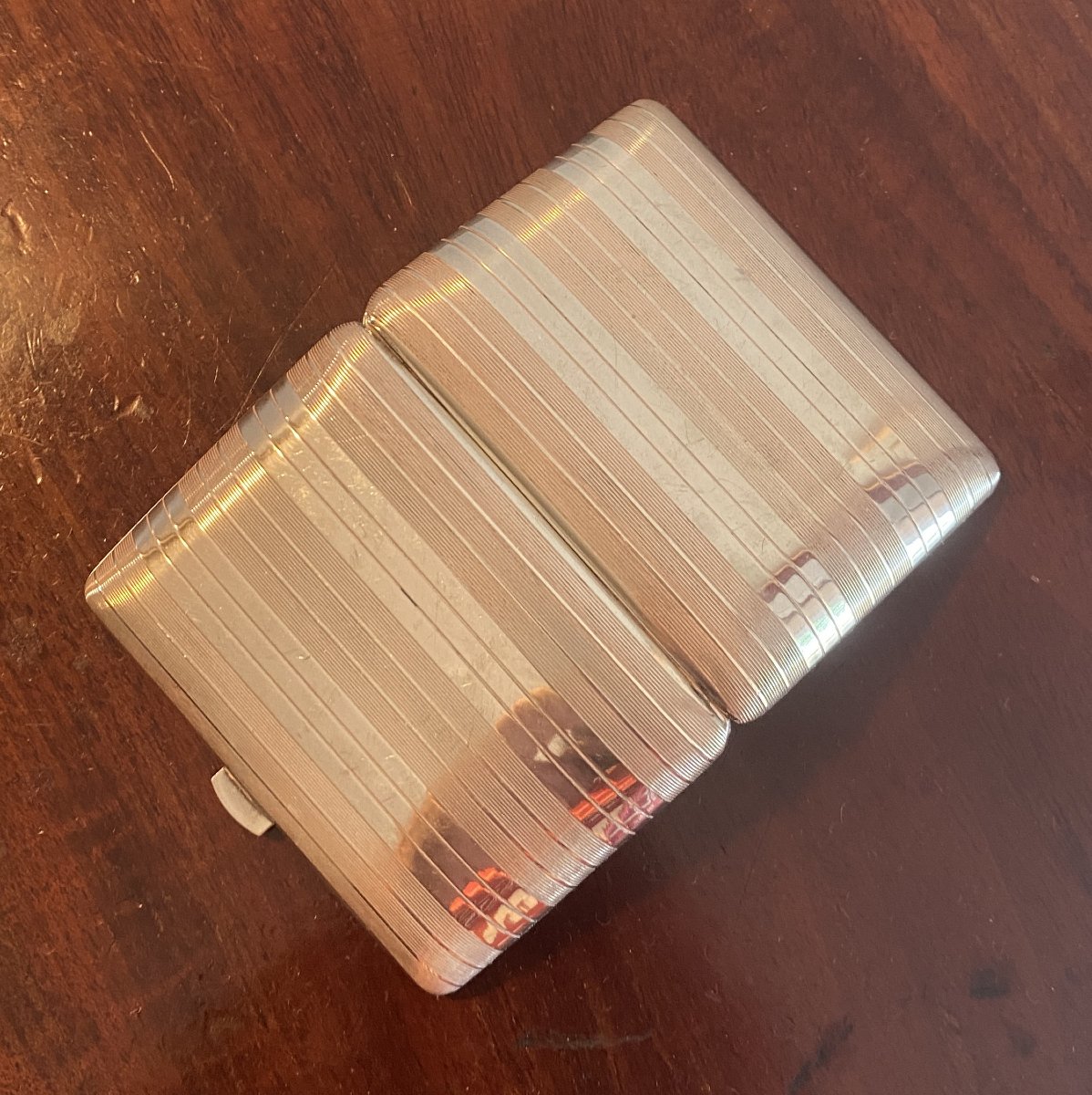 Art Deco Solid Silver Cigarette Case, 20th Century-photo-2