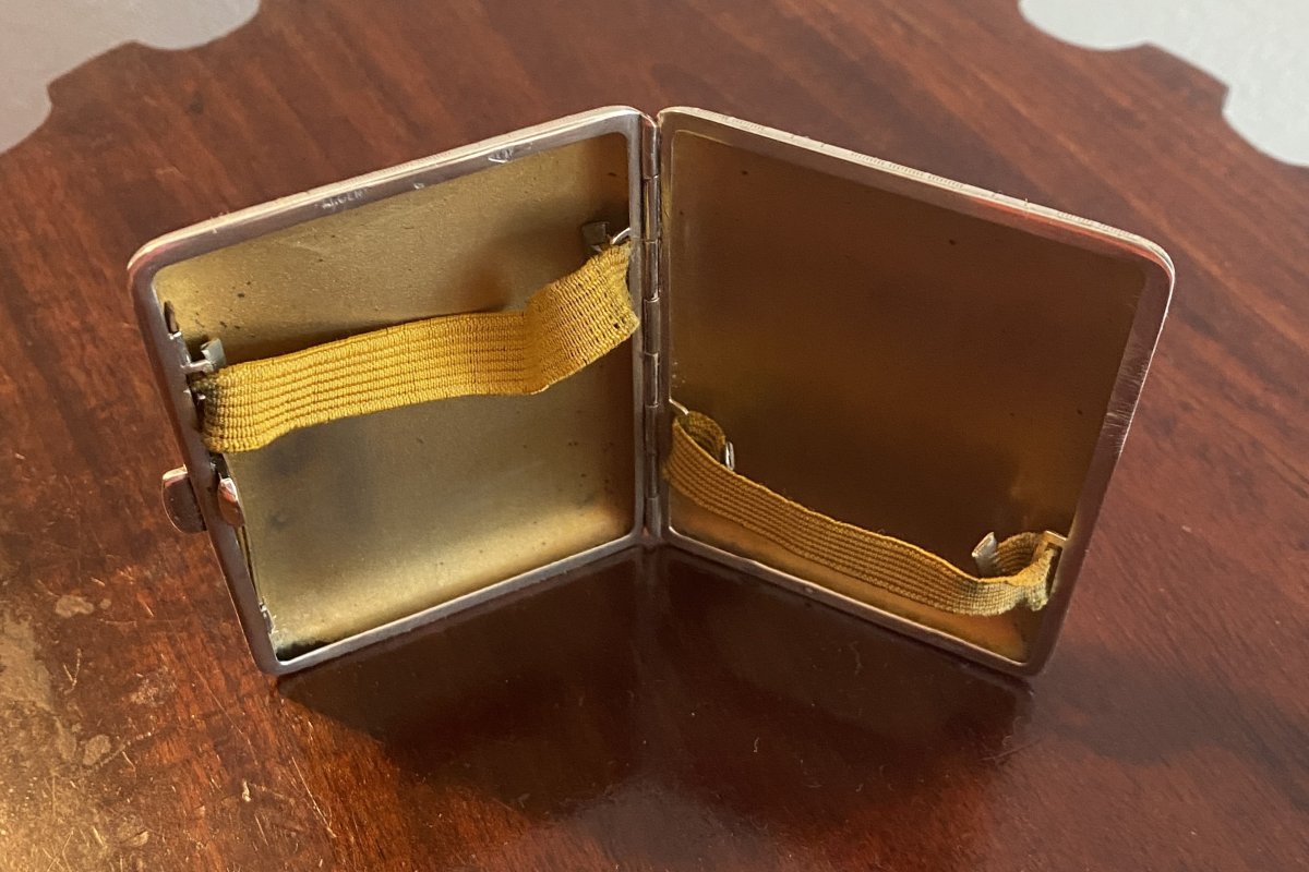 Art Deco Solid Silver Cigarette Case, 20th Century-photo-2