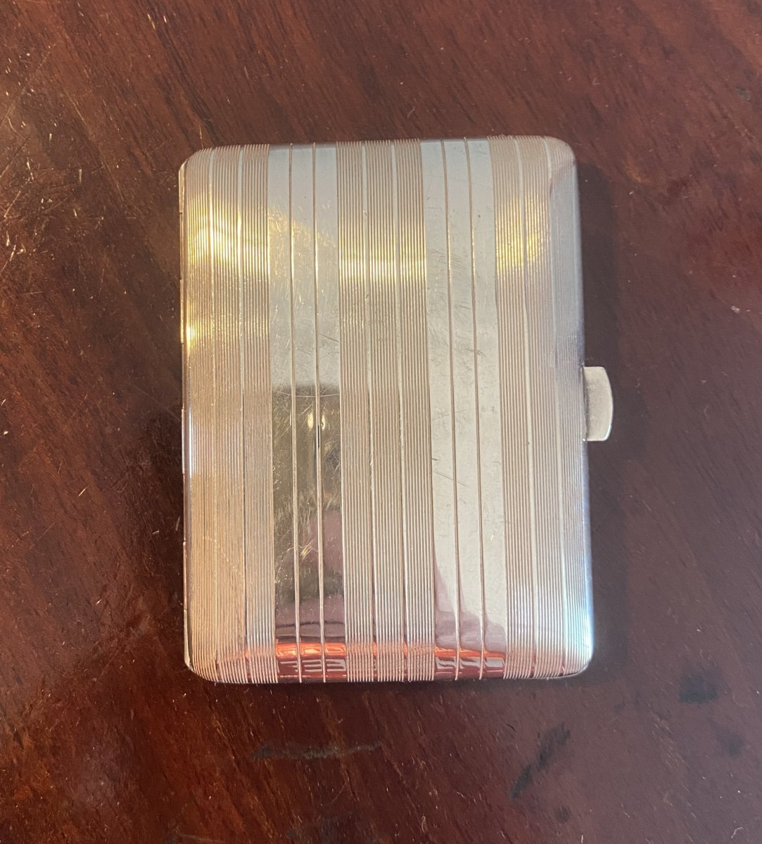 Art Deco Solid Silver Cigarette Case, 20th Century-photo-4