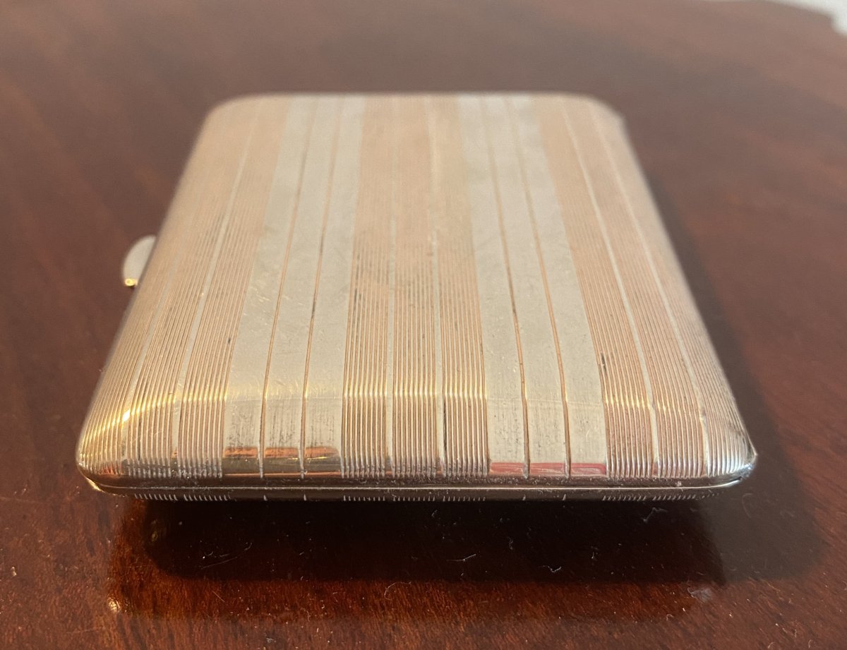Art Deco Solid Silver Cigarette Case, 20th Century-photo-6