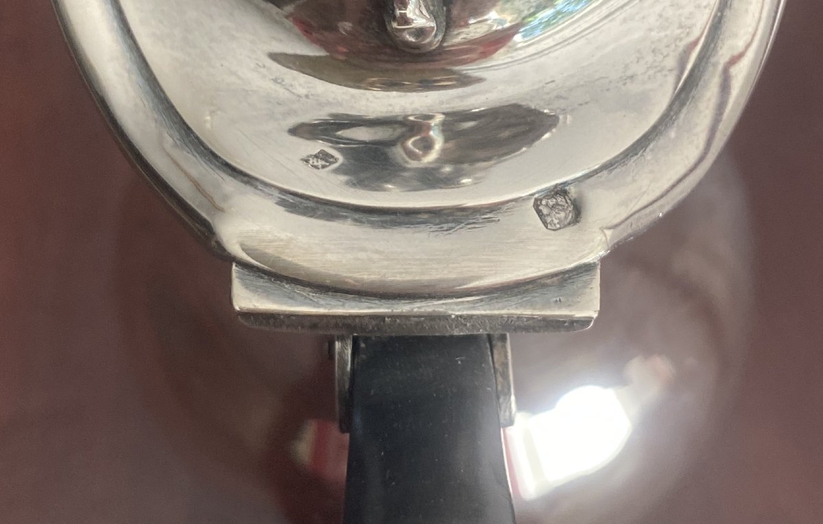 19th Century Solid Silver Covered Teapot-photo-3