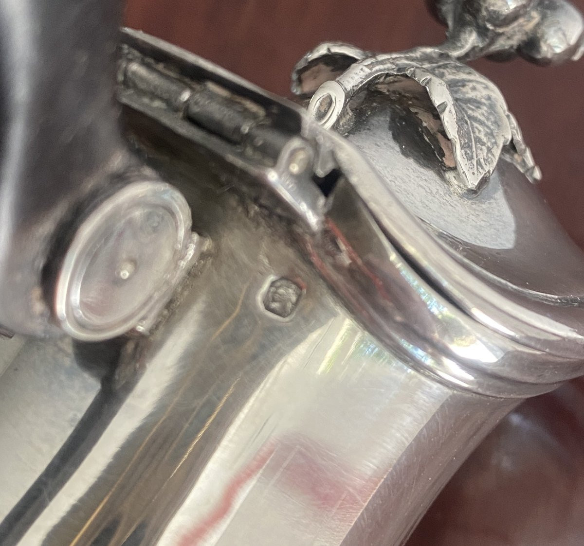 19th Century Solid Silver Covered Teapot-photo-4