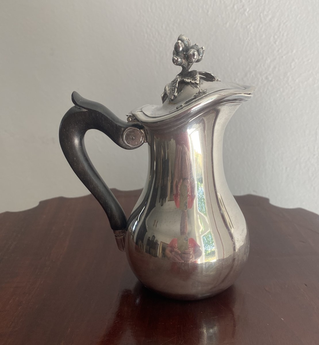 19th Century Solid Silver Covered Teapot-photo-1