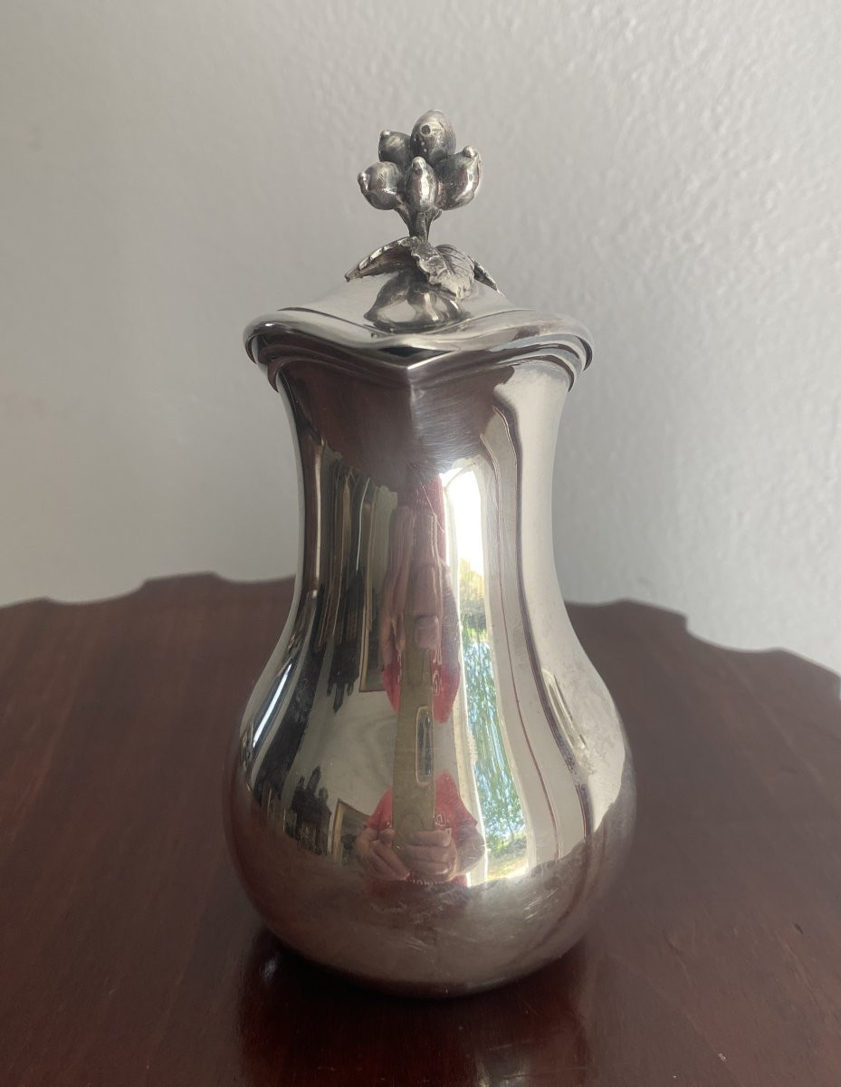 19th Century Solid Silver Covered Teapot-photo-2