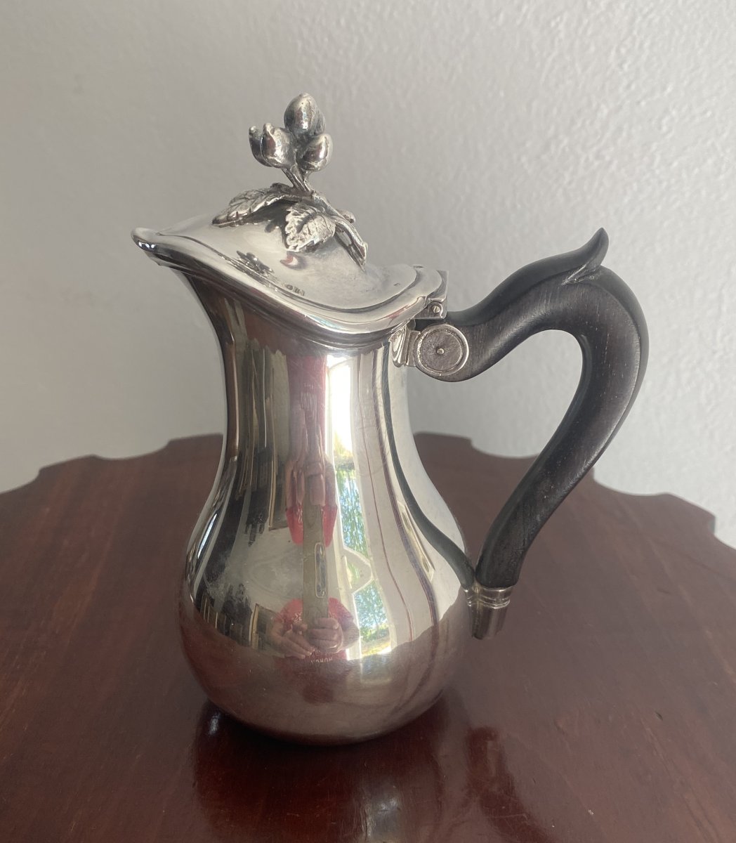 19th Century Solid Silver Covered Teapot-photo-3