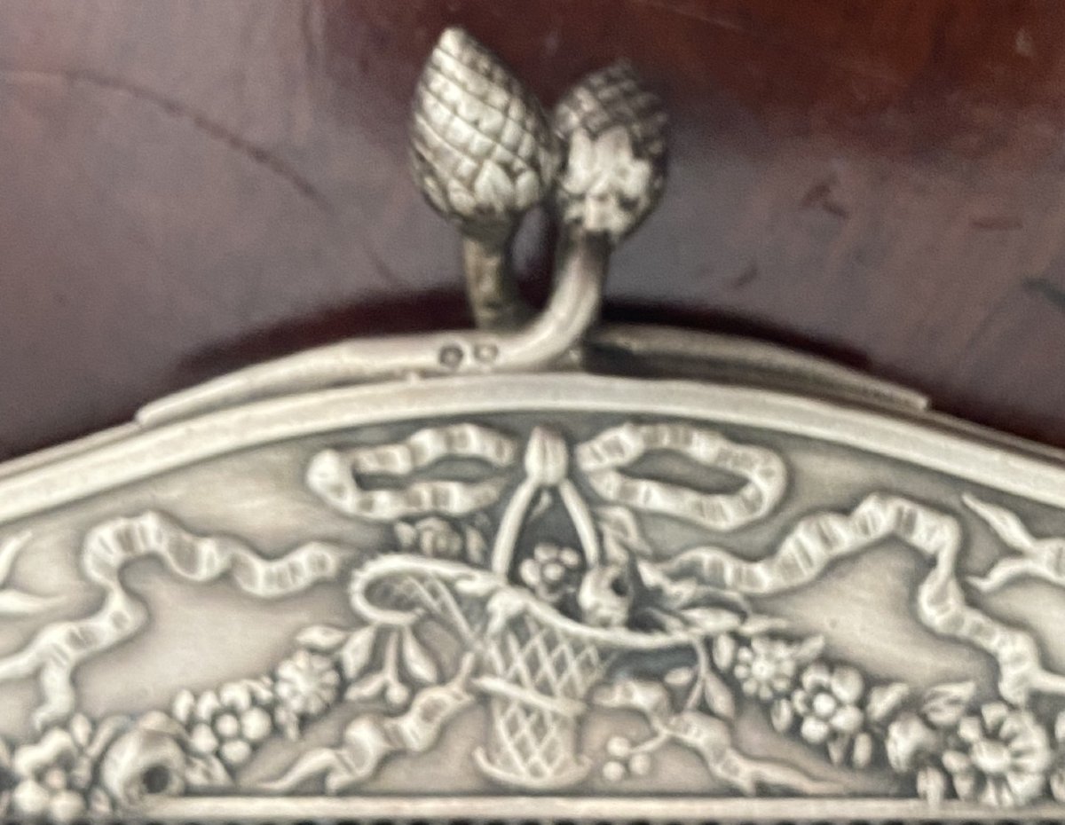 Louis XVI Style Evening Bag In Solid Silver, 19th Century-photo-1