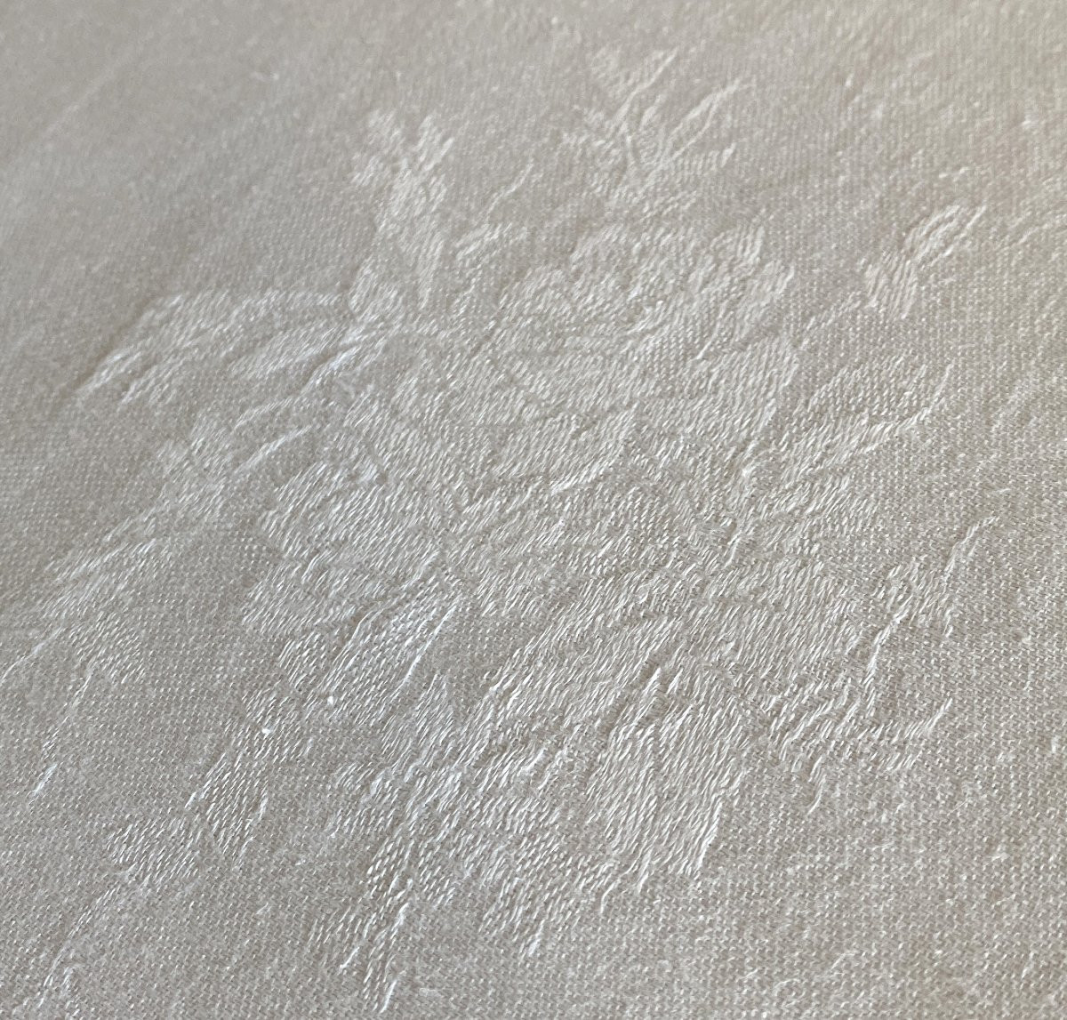 Nappe et ses 12 serviettes en lin damassé – Monogramme H L – XIXᵉ siècle-photo-3