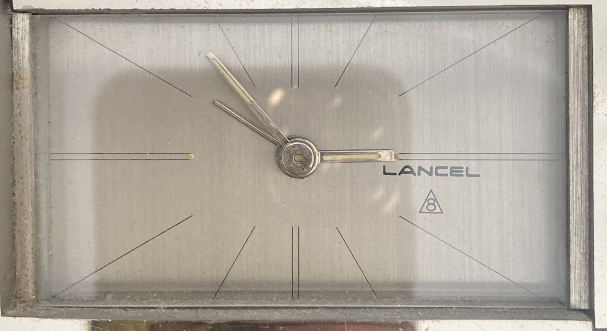 Lancel Clock Or Alarm Clock In Chromed And Brushed Bronze, 20th Century-photo-3
