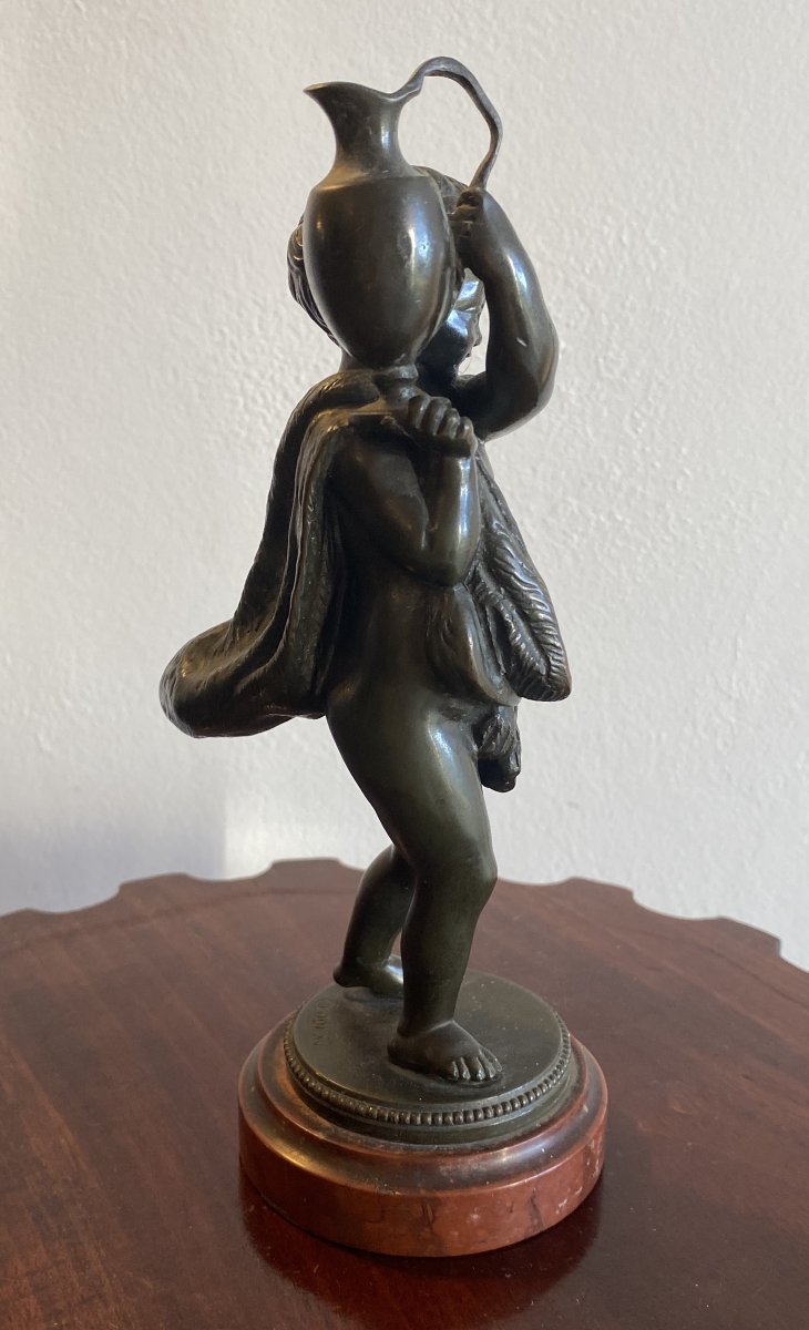 Clodion Bronze Sculpture Of A Child Or Putto With A Jug, 19th Century-photo-1