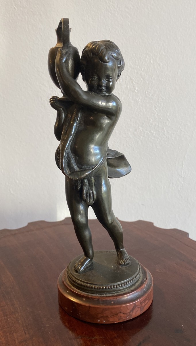 Clodion Bronze Sculpture Of A Child Or Putto With A Jug, 19th Century