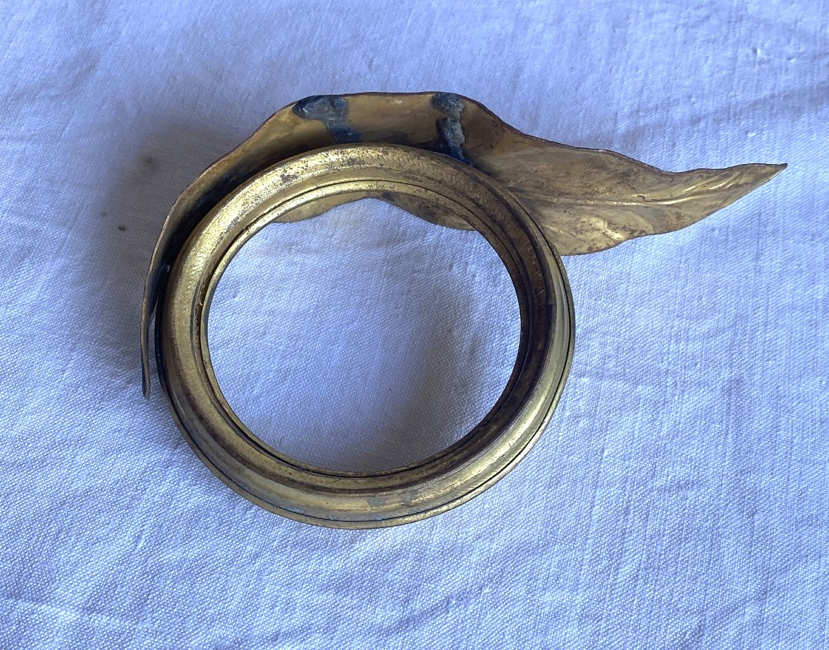 Set Of 4 Curtain Rods Or Tiebacks With Fleur-de-lis Decoration And 18 Leaf-shaped Rings, 19th Century-photo-1