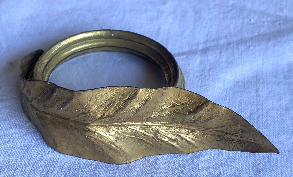 Set Of 4 Curtain Rods Or Tiebacks With Fleur-de-lis Decoration And 18 Leaf-shaped Rings, 19th Century-photo-2