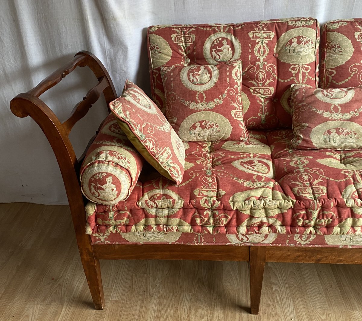 19th-century Restoration Period Beechwood Bench Or Daybed-photo-2