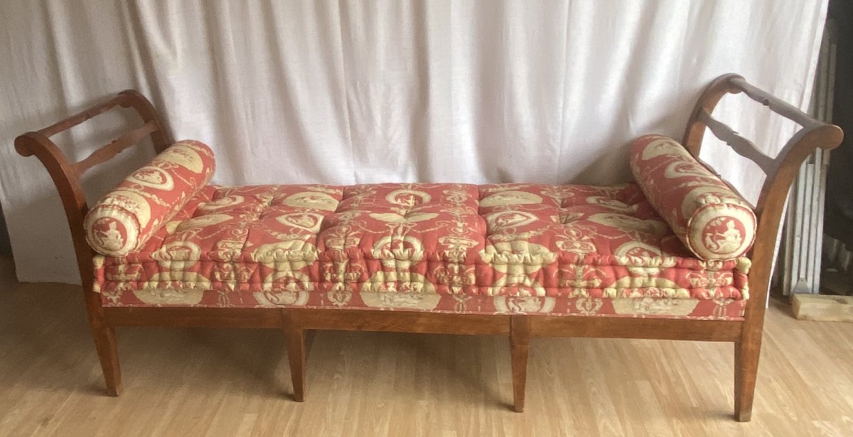 19th-century Restoration Period Beechwood Bench Or Daybed-photo-4