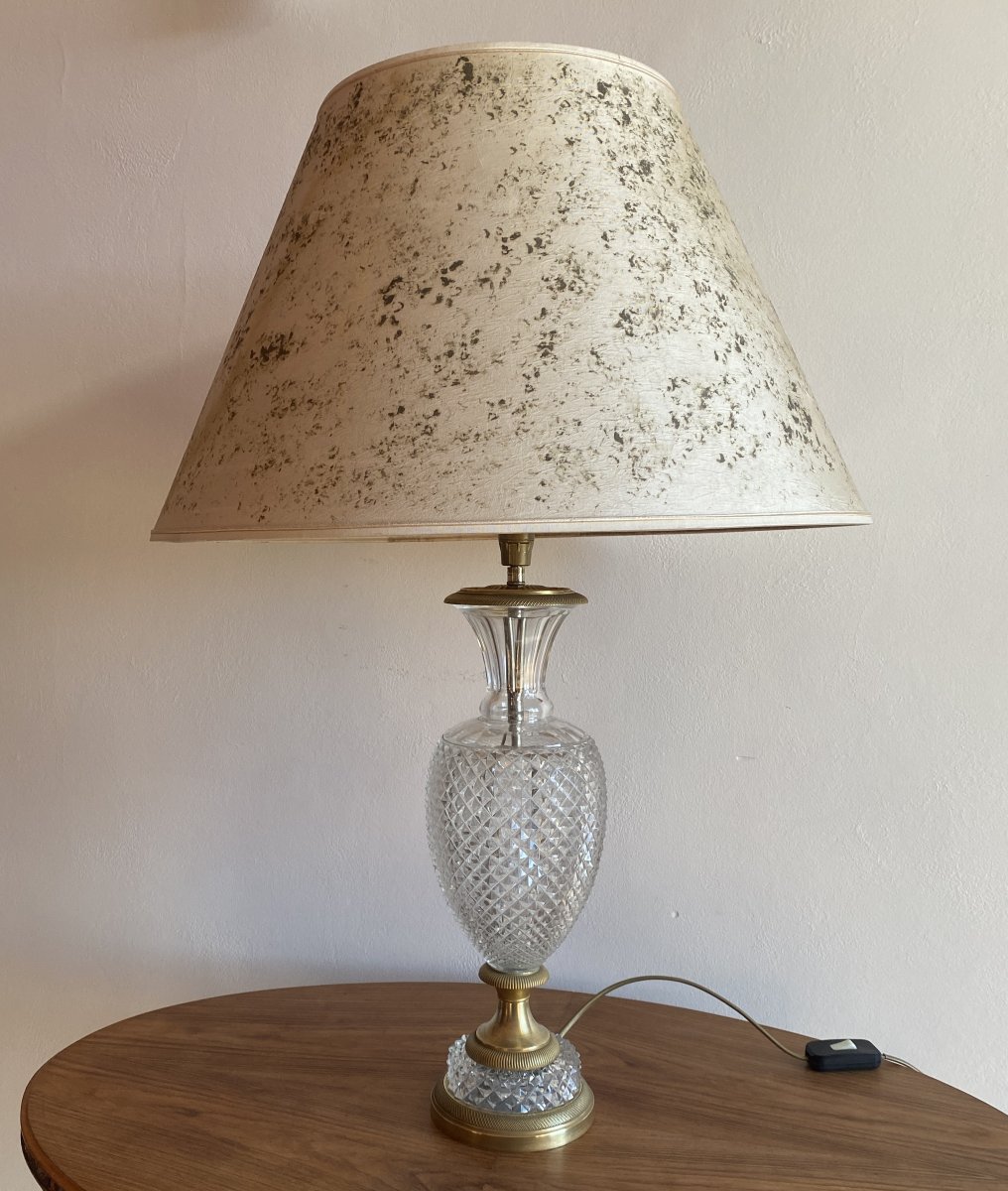 Lampe en cristal taillé avec bronze doré et ciselé de style empire XX ème-photo-2