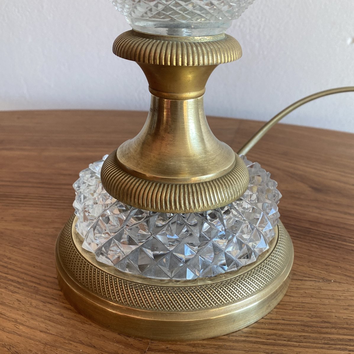 Lampe en cristal taillé avec bronze doré et ciselé de style empire XX ème-photo-4