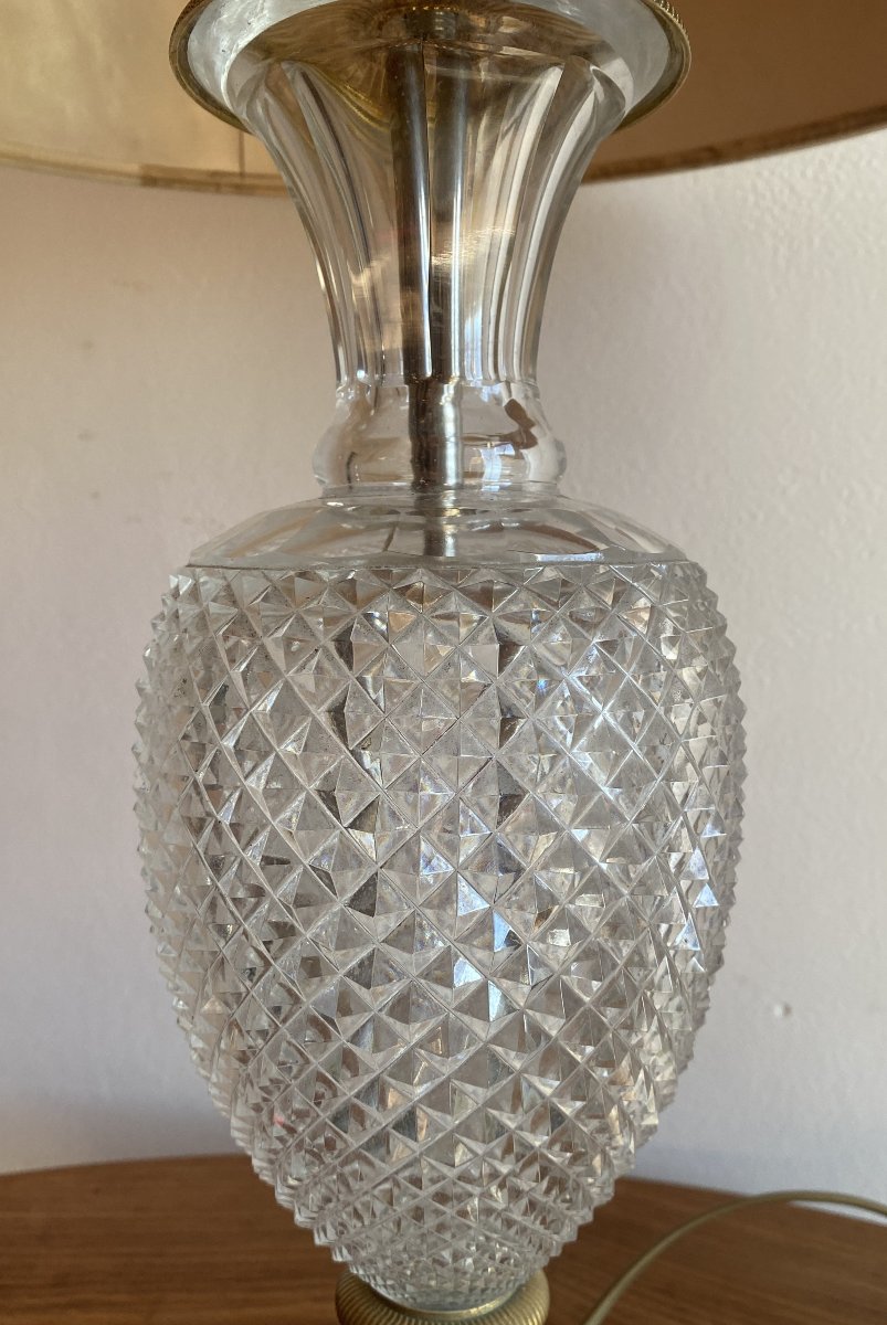 Lampe en cristal taillé avec bronze doré et ciselé de style empire XX ème-photo-2
