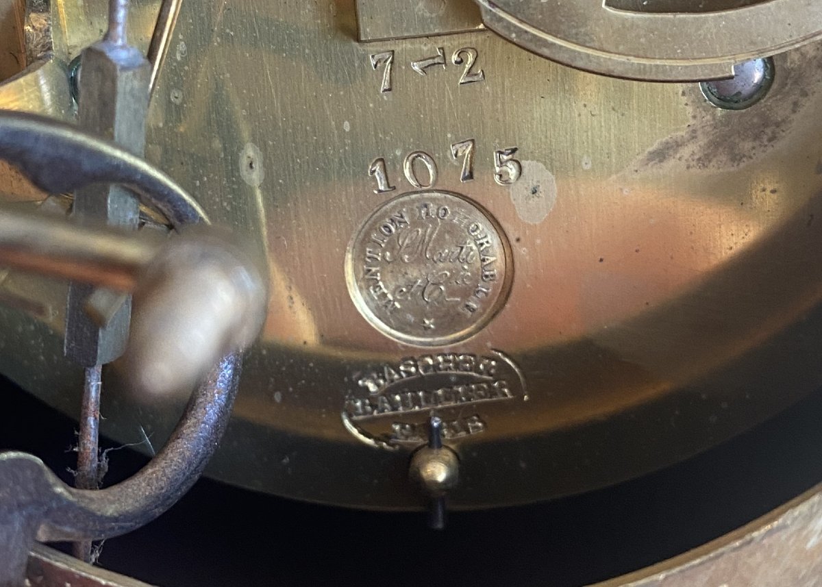 Mercury-gilded Bronze Clock Depicting A "female Painter," 19th Century-photo-4