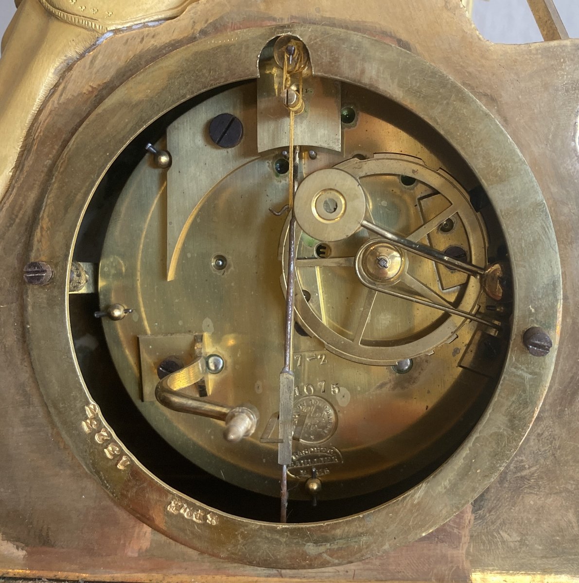 Mercury-gilded Bronze Clock Depicting A "female Painter," 19th Century-photo-4