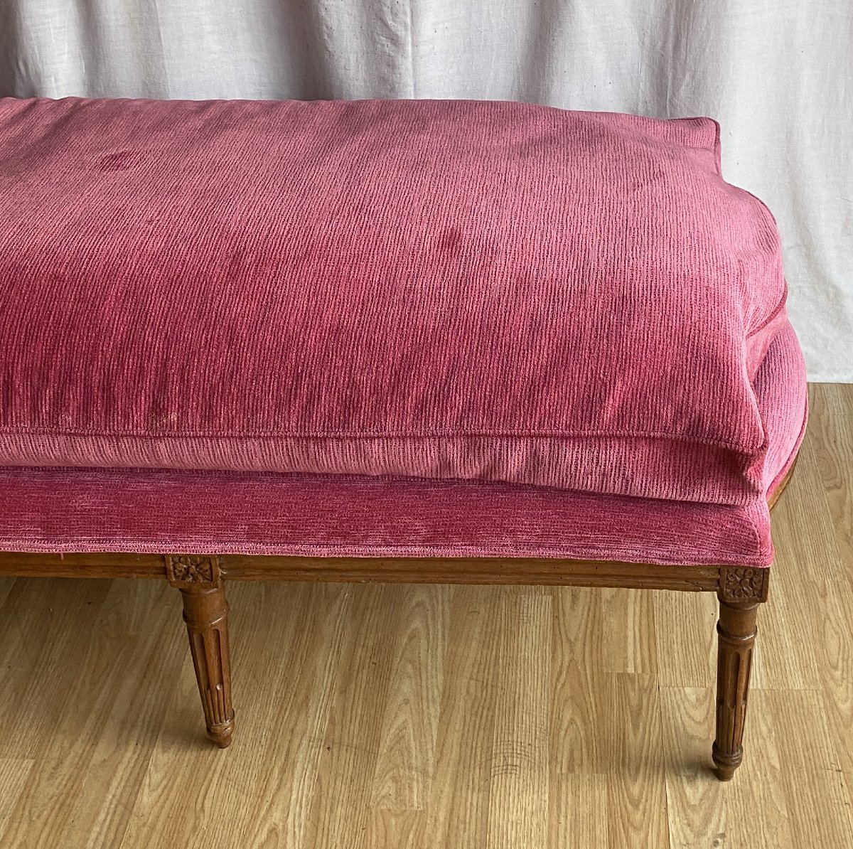 chaise longue ou méridienne Louis XVI en hêtre XVIII ème-photo-3