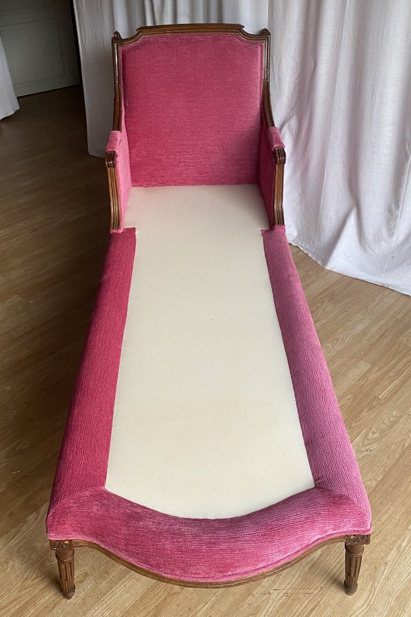 chaise longue ou méridienne Louis XVI en hêtre XVIII ème-photo-4