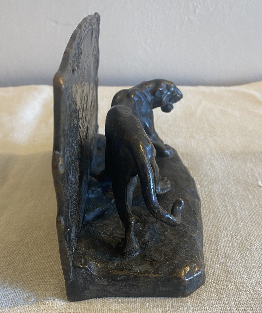 Hirschler heinrich Sculpture de Panthère en Bronze Autriche XX ème-photo-3