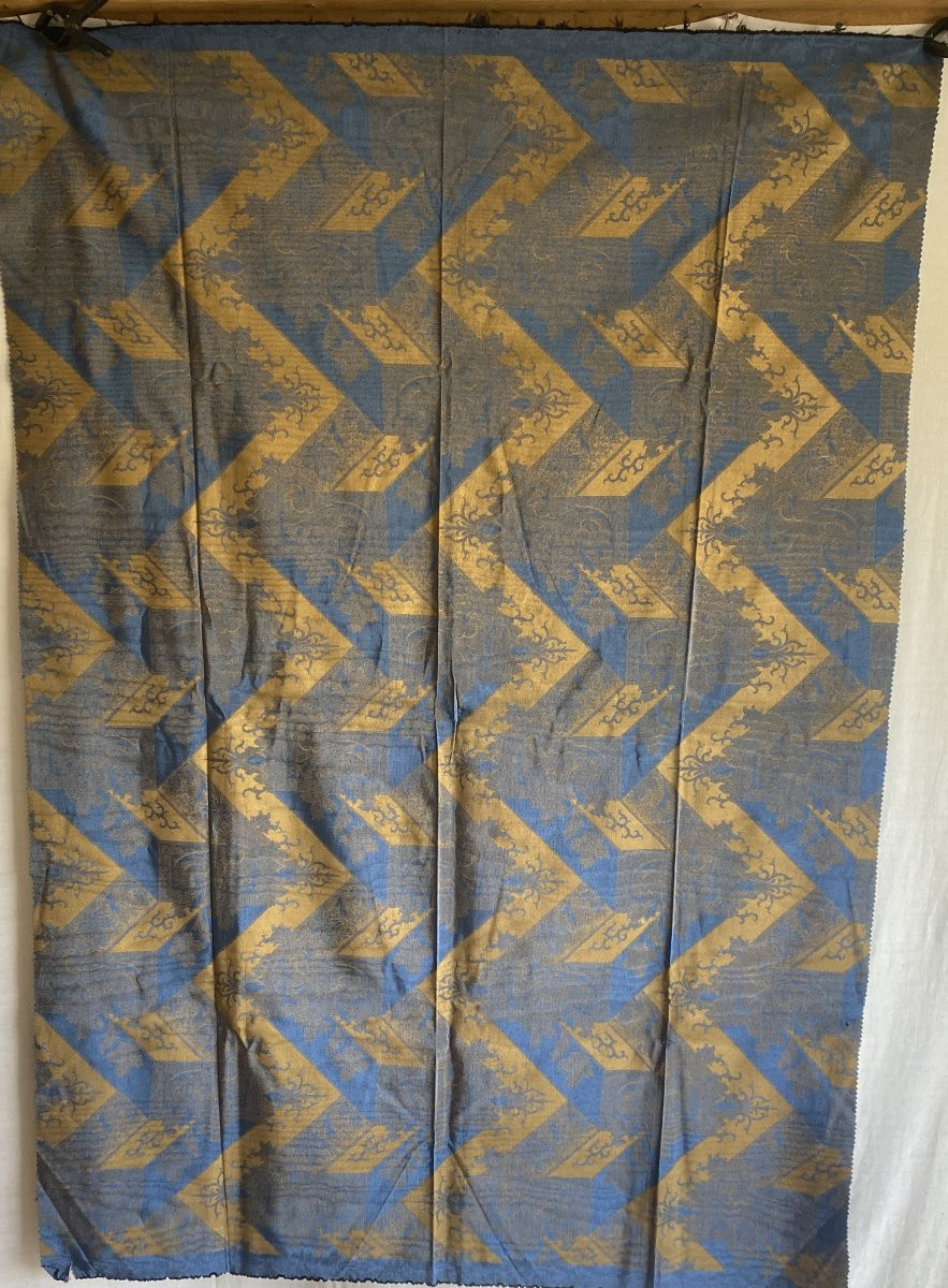 Coupon de tissu bleu roi et or XX ème-photo-4