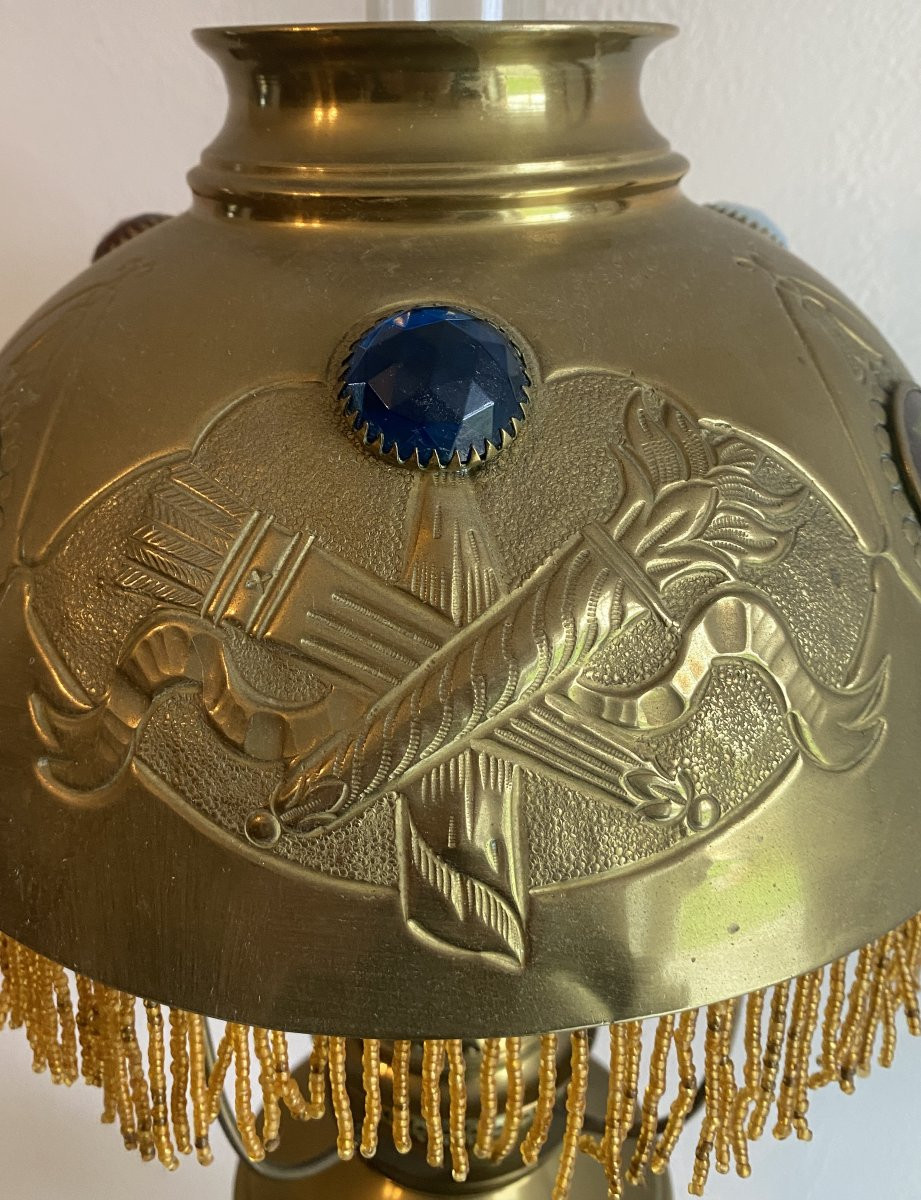 Lampe à pétrole Art Nouveau en laiton  XX ème-photo-3