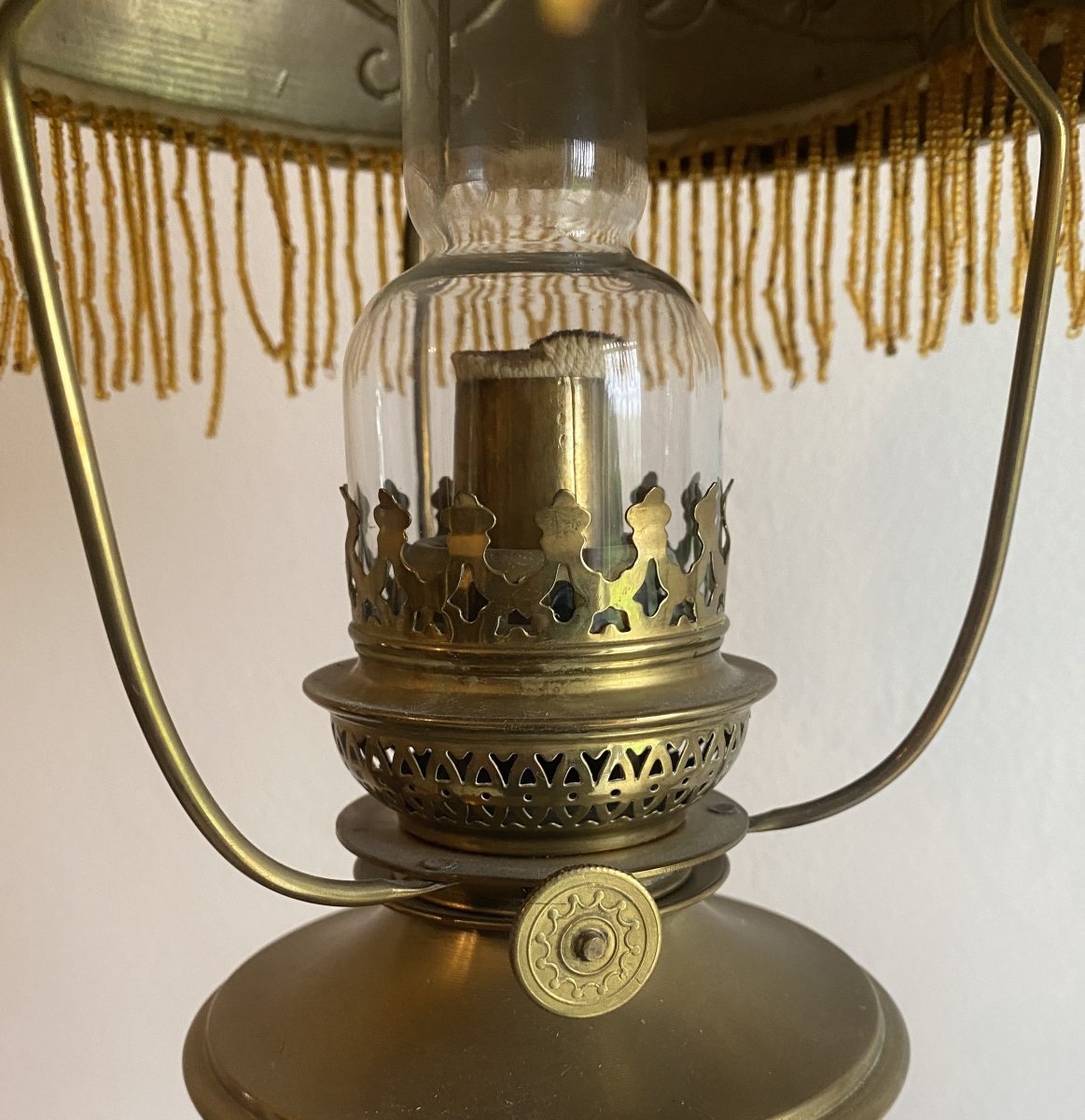 Lampe à pétrole Art Nouveau en laiton  XX ème-photo-8