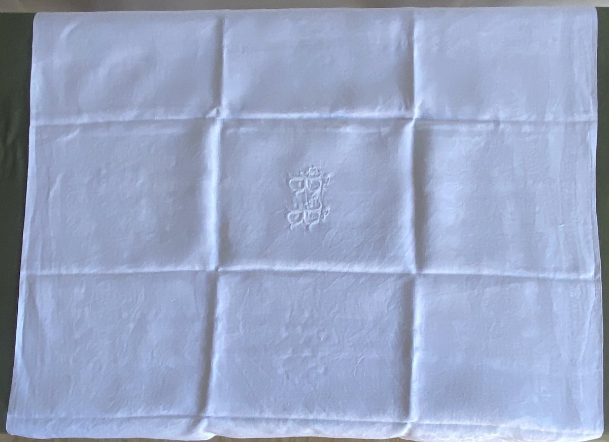 7 Antique Damask Linen Napkins – Monogrammed Bb – Art Nouveau-photo-4
