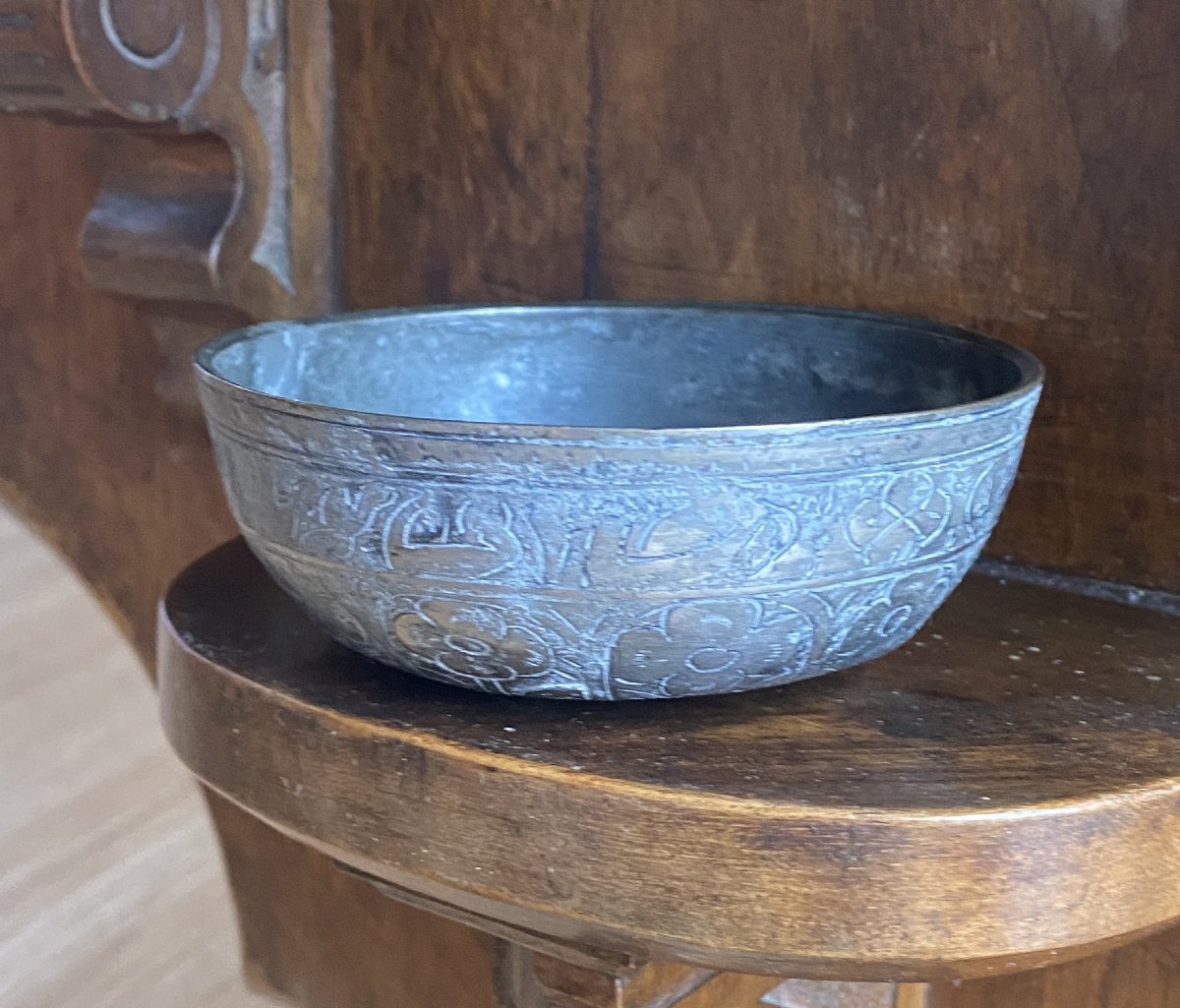 Fontaine Murale de J J Blanc en étain ciselé De Lyon avec Blason   XVIII ème-photo-4