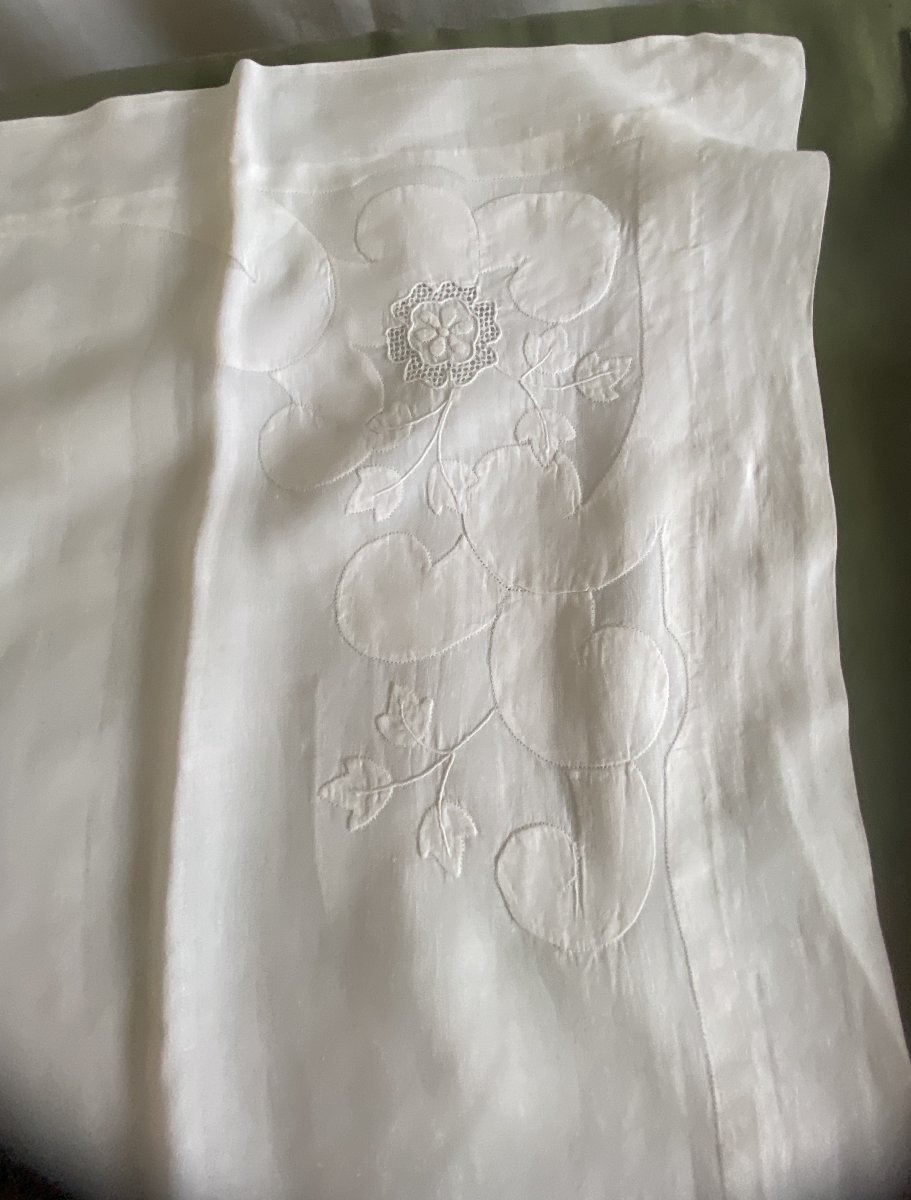 Paire de taies d’oreiller anciennes monogrammées MSJ – fin XIXᵉ siècle-photo-1