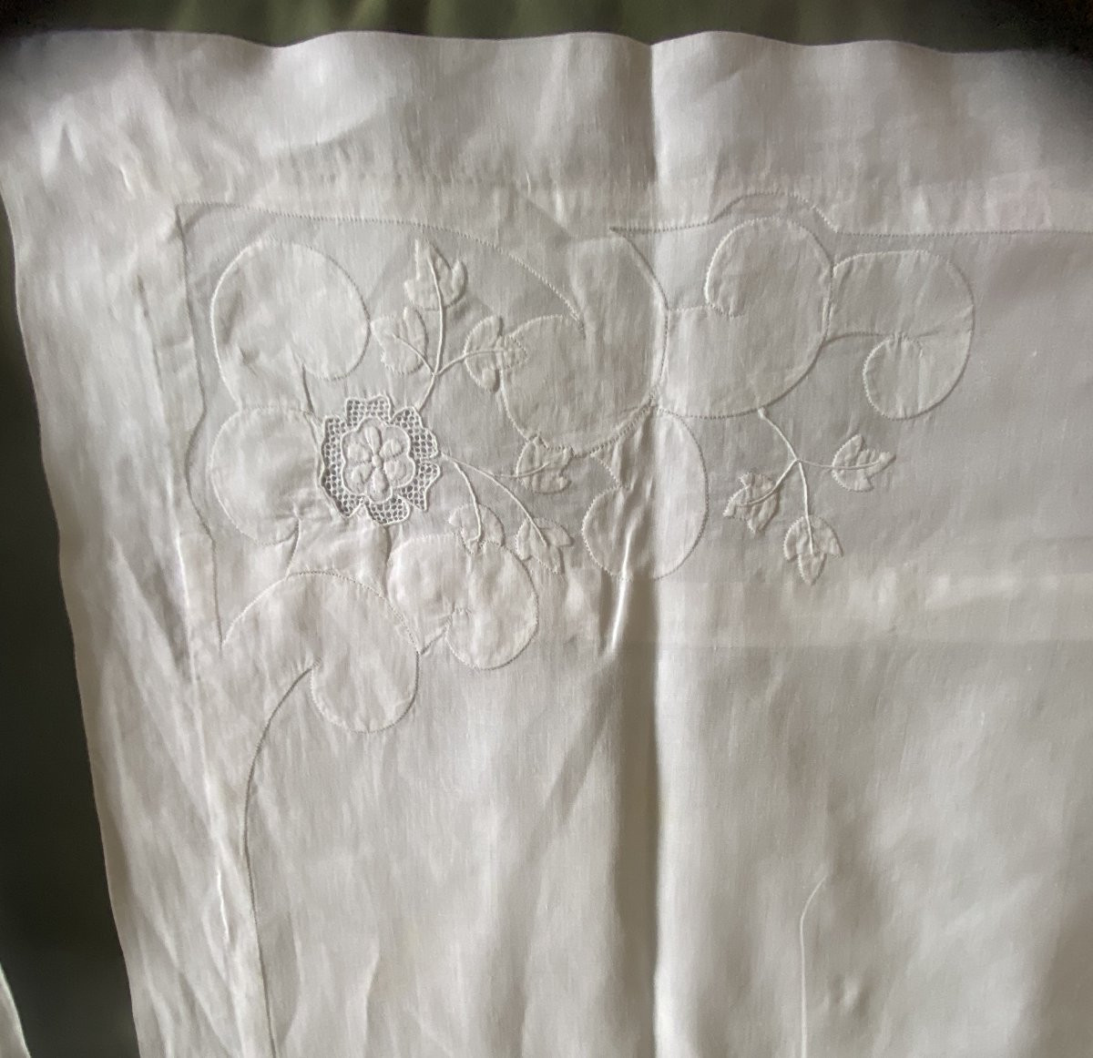 Paire de taies d’oreiller anciennes monogrammées MSJ – fin XIXᵉ siècle-photo-3