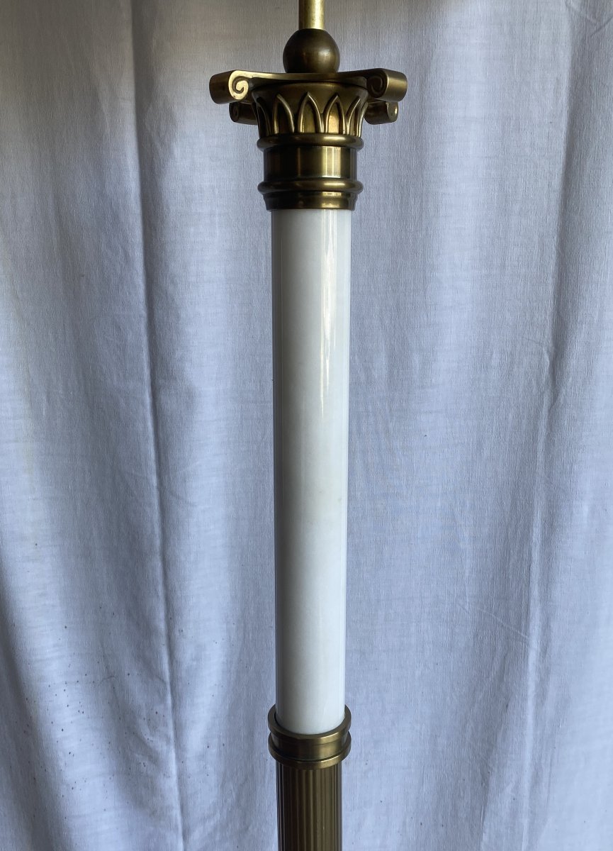 Paire de grands lampadaires en marbre et bronze XX ème-photo-4