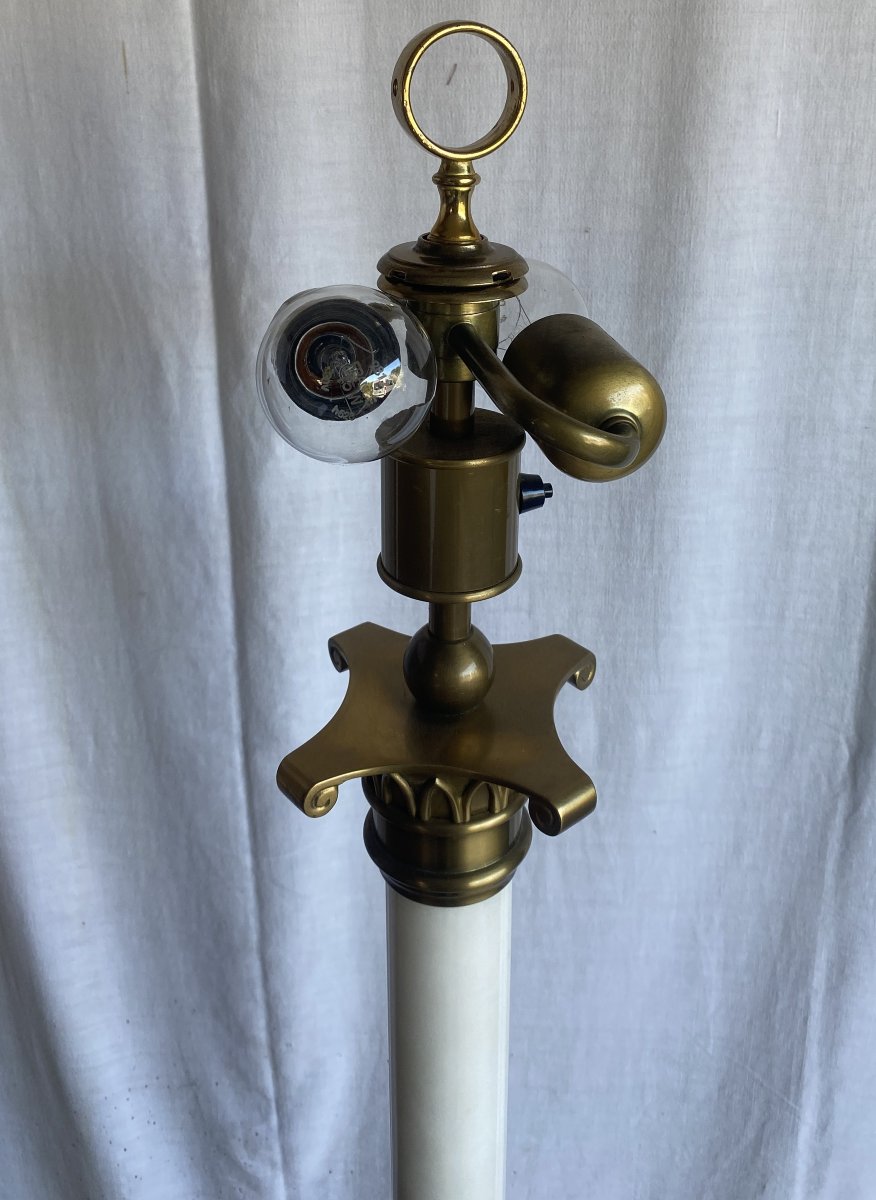 Paire de grands lampadaires en marbre et bronze XX ème-photo-4