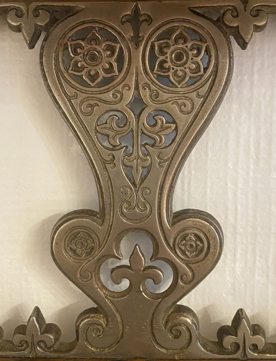 Etagère murale en bronze et acajou fleurs de Lys XIX ème-photo-4