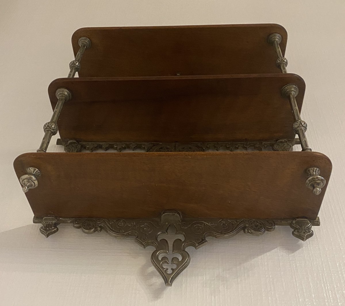 Etagère murale en bronze et acajou fleurs de Lys XIX ème-photo-5