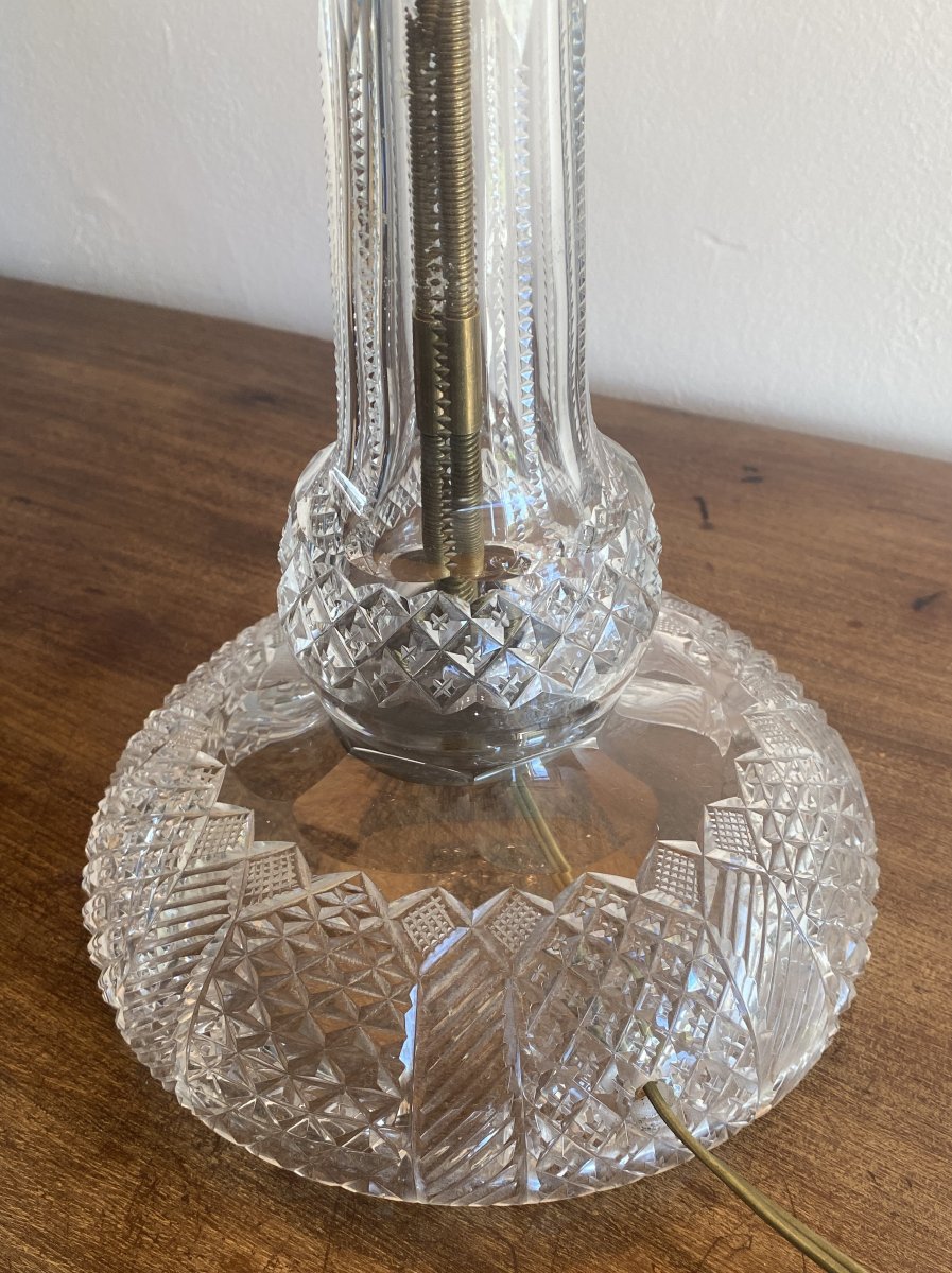 Grande Lampe en cristal taillé à pampilles fin XIX ème-photo-4