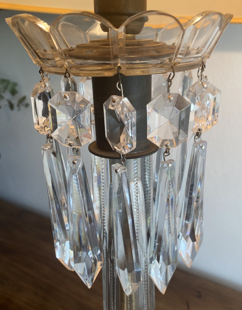 Grande Lampe en cristal taillé à pampilles fin XIX ème-photo-1